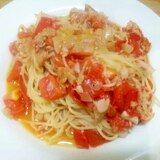 スパゲッテイ/ツナ缶トマトちょいピリ